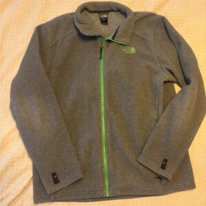 The North Face Gray Fleece Zip up Jacket with Green Trim